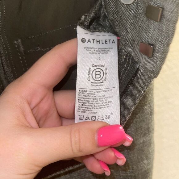 ✨Athleta Voyager Washable Linen Sz. 12  Olive Pants✨ - Picture 10 of 10